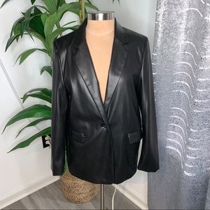 Black Faux Leather Blazer | Size 10